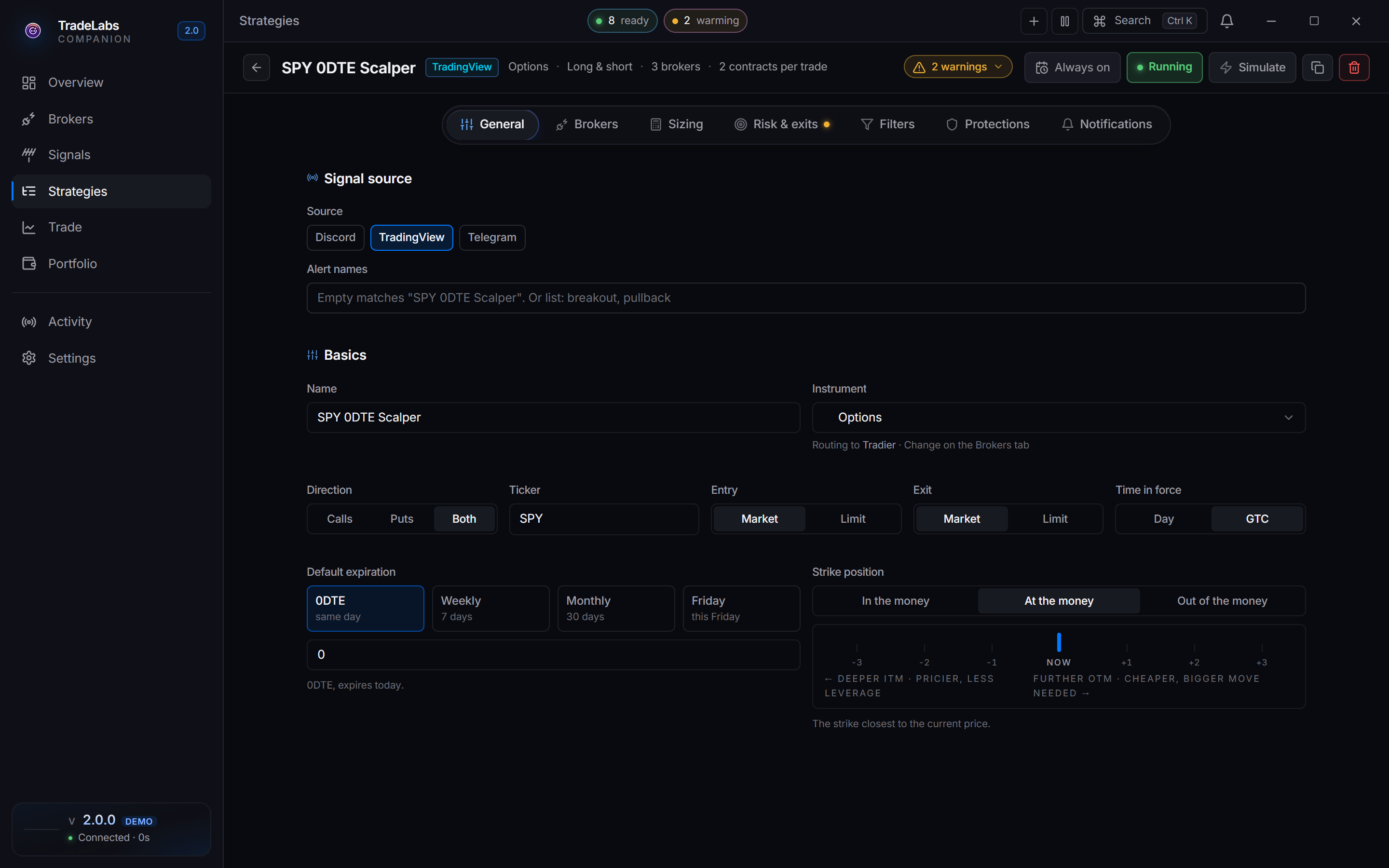 The strategy editor in the Companion App