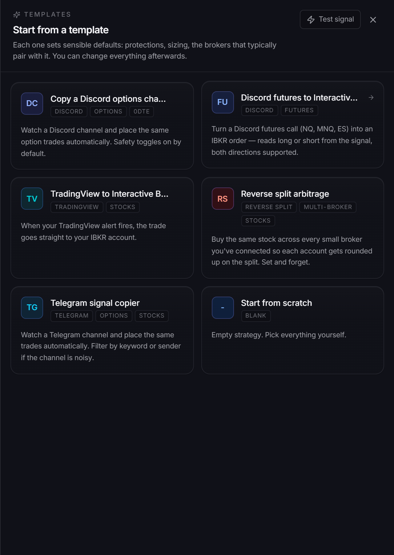 The Start from a template panel in the desktop app